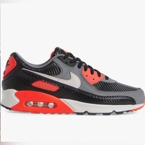 Nike Air Max 90 Premium Sneaker Shoes New NIB Black Red HM9432-001 Men’s 6